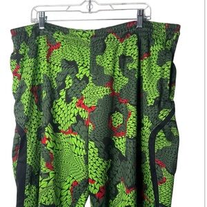 Vibrant Green and Red Patterned Pants